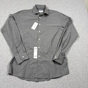 NWT Eton Men's 41 - 16 Mid Gray Lightweight Flannel Slim Fit Dress Shirt $221 -